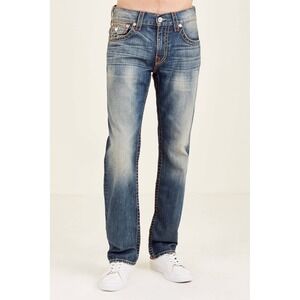 True Religion Straight Seat Gold/Red Big T Stitch Jeans Mens 40x32 Bobcat